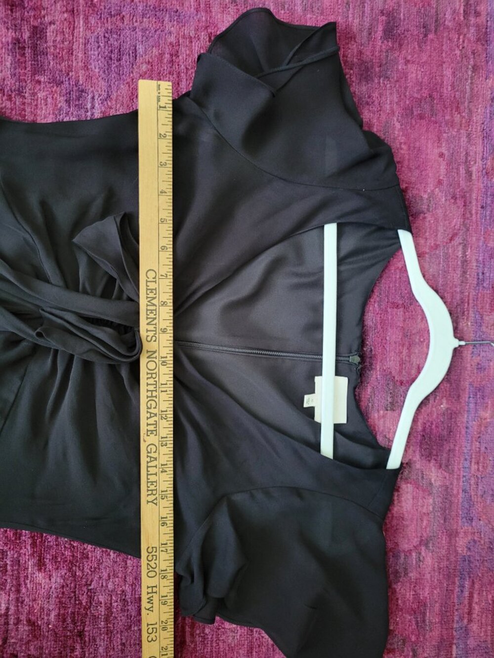 CINQ A SEPT CECIL Black 100% Silk Midi DRESS Flirty Romantic Ruffles Bow Sz 10 - Picture 4 of 10